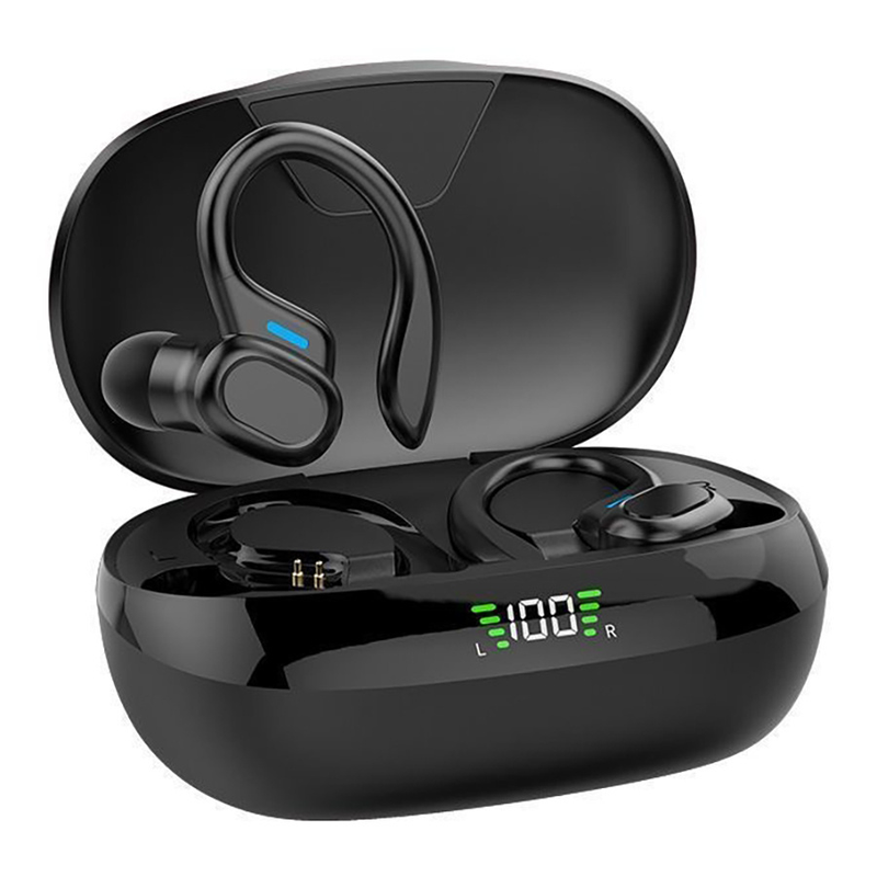 Wireless5.3 Ohrhörer mit Ohrbügel, kabelloses Sport-Headset, TWS-Stereo-In-Ear-Kopfhörer, Touch-Control-Ohrhörer mit LED-Display, Ladeetui für Telefon_voghion.com