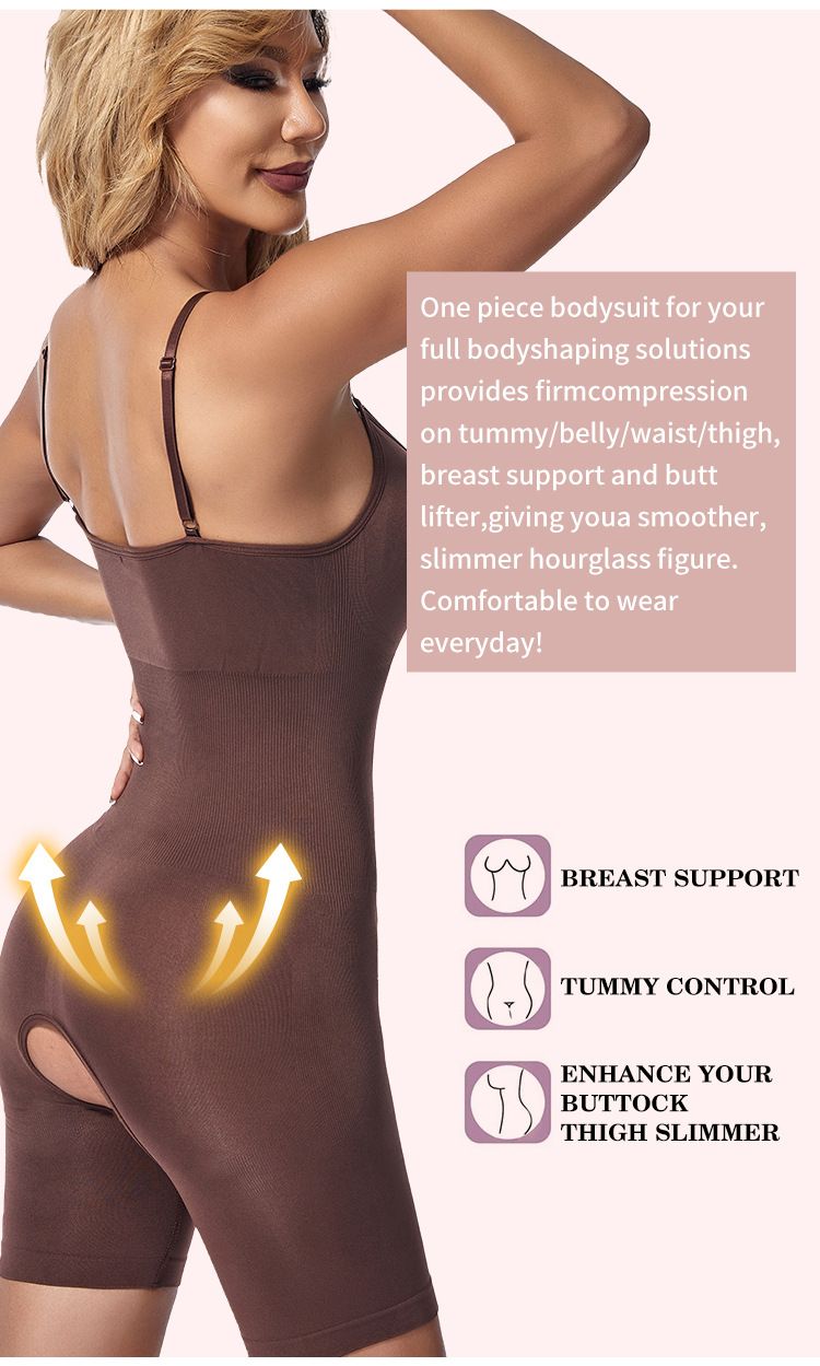 Posparum Bauchformender Bodysui Bu Lif Wais Cincher Nahtloses Plus Size Camisole Boxer Shorts Offener Schritt_voghion.com