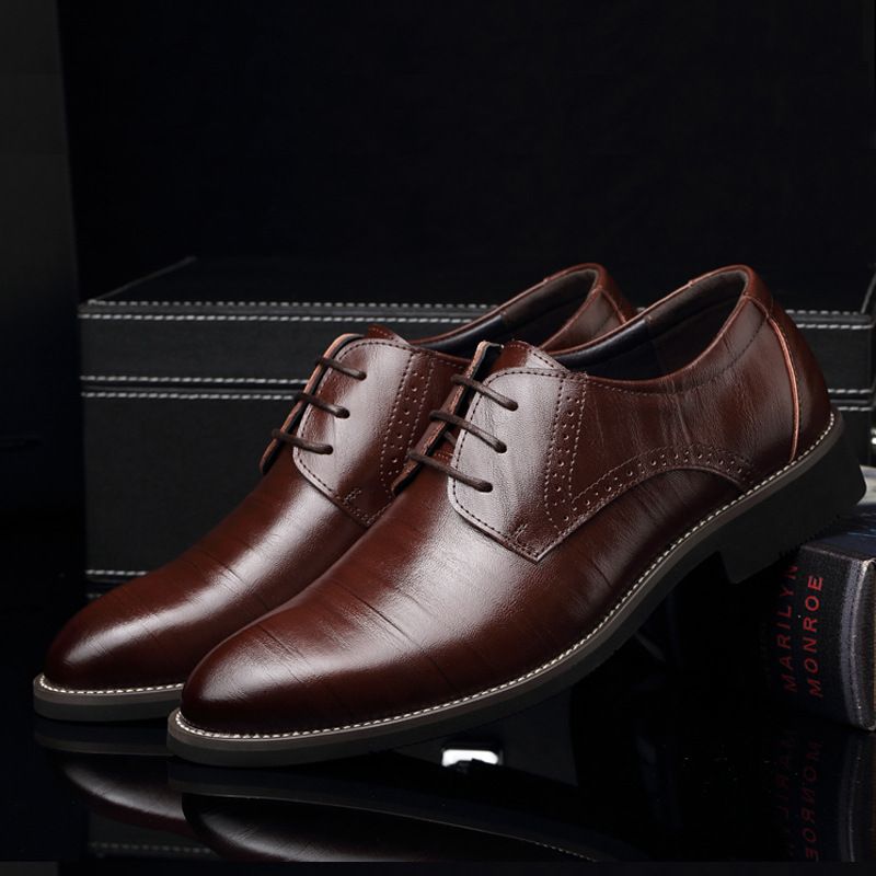 Suitable For All Seasons Genuine Leather Single Business Formal Wenzhou Men's Shoes Extra Large Size 46 47 48_voghion.com