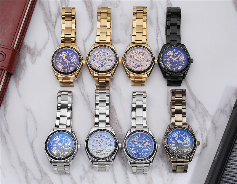 Hot selling winner8152 men's leisure mechanical watch automatic hollow mechanical watch men's steel band watch_voghion.com