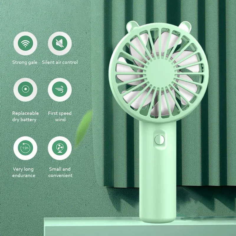 Handheld Mini USB Rechargeable Cooling Cute Portable Night Light Summer Small Pocket Fan Cartoon Quiet Fans_voghion.com