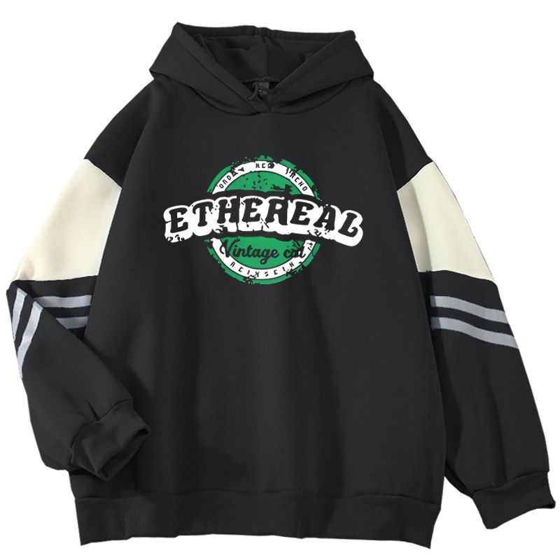 2024 Spring And Autumn New Color Block High-End ETHEREAL Printed Cool Internet Celebrity Long Sleeve Sweatshirt_voghion.com