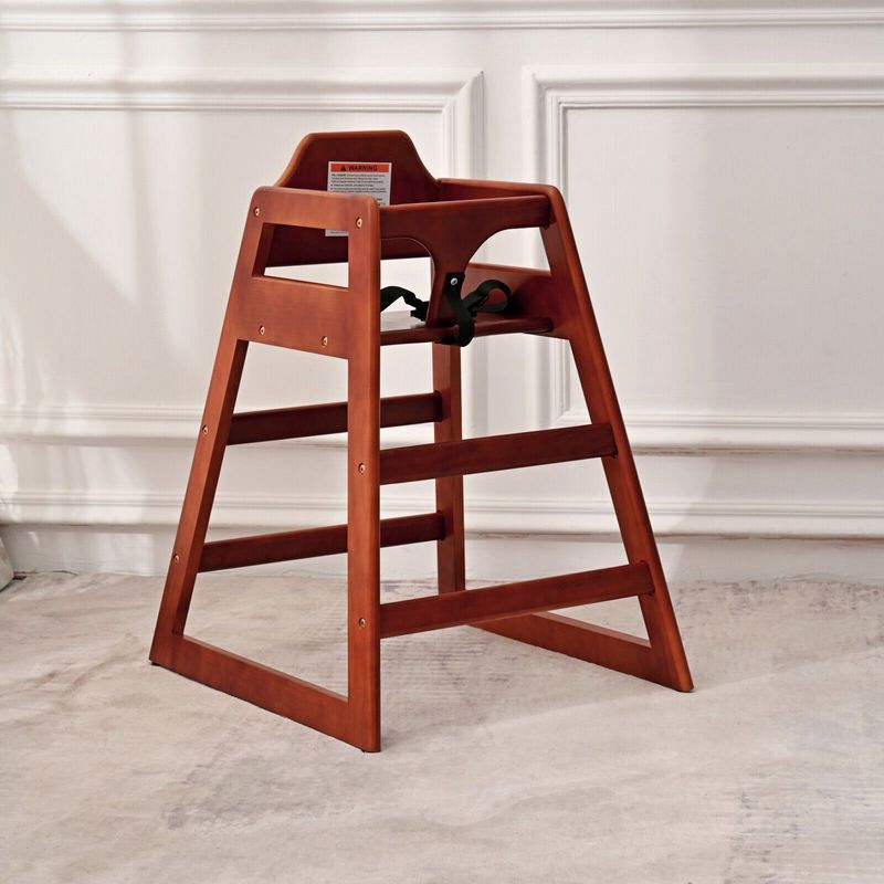 Wooden Baby Booster Chair With Adjustable Height, Easy To Clean, Solid Wood Feeding Seat In Walnut Finish_voghion.com