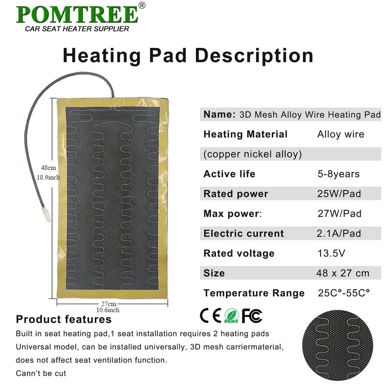 Neues eingebautes Autositzheizungsset für 1/2 Sitze, 12 V, 2/4-teilige Universal-Heizkissen aus Legierungsdraht, 3 Stufen, Doppelsteuerung, beheizt_voghion.com