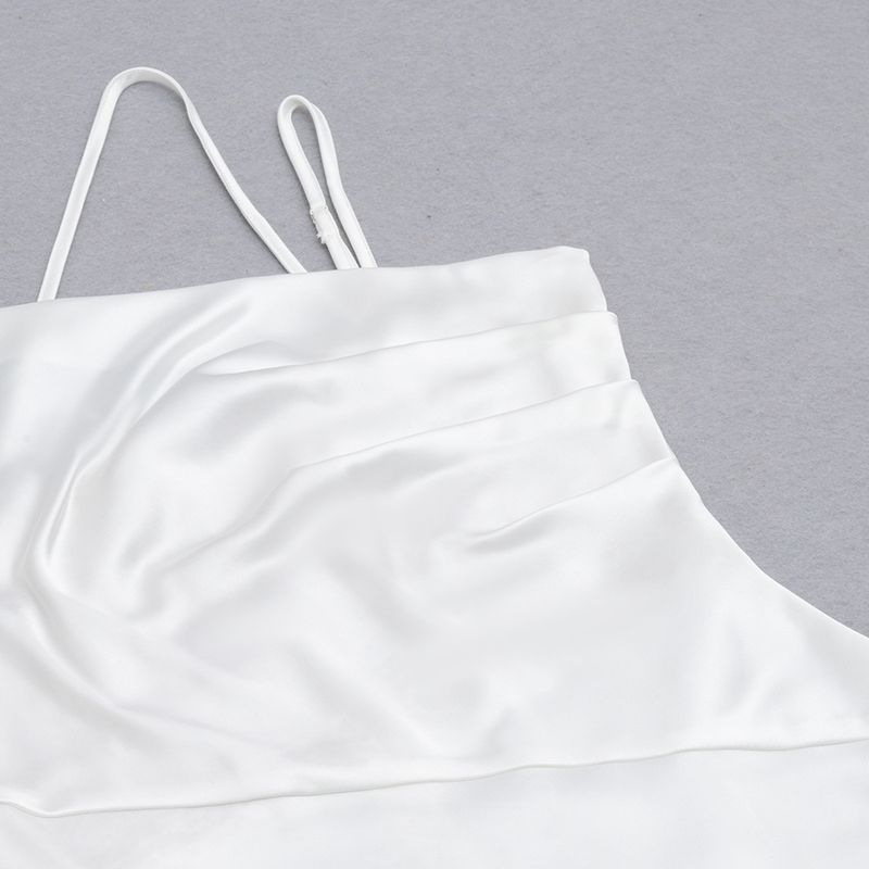 Women's simple sexy one-shoulder suspender splicing mesh backless slim dress for women_voghion.com