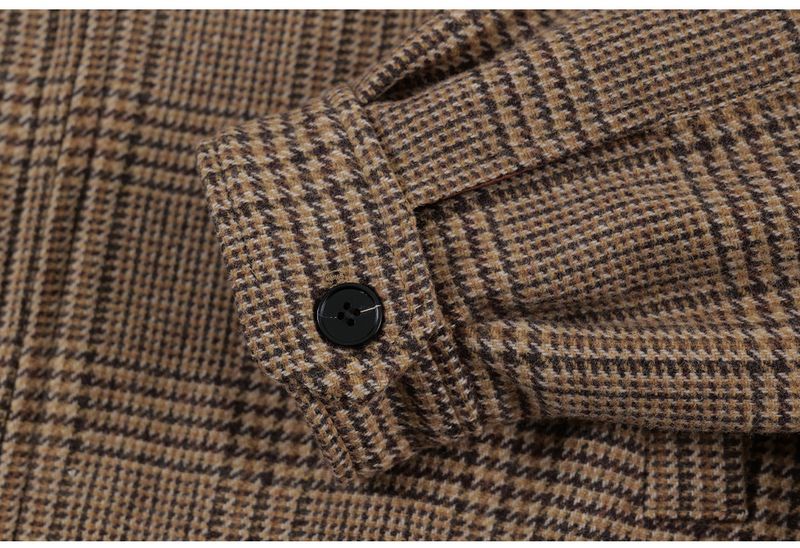 Klassische karierte Harrington-Jacke für Herren – Wollmischung, bequeme Passform, Stehkragen, Reißverschluss vorne, lange Ärmel, lässige Oberbekleidung für Herbst und Frühling_voghion.com