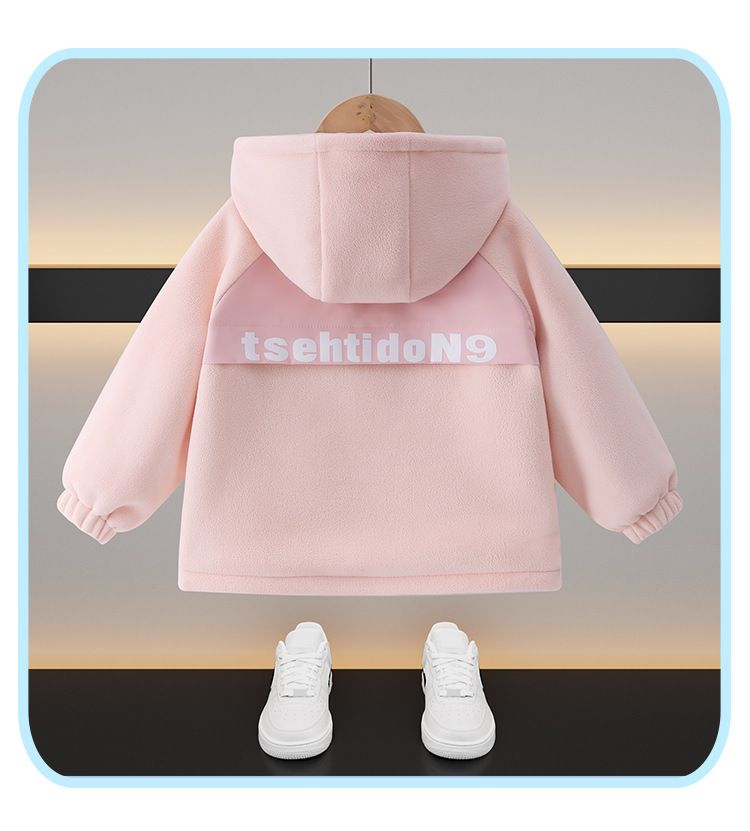 Children's Thickened Color-Block Ollie Fleece Jacket For Boys Girls, Medium And Large Kids, Fleece-Lined, Warm, Autumn_voghion.com
