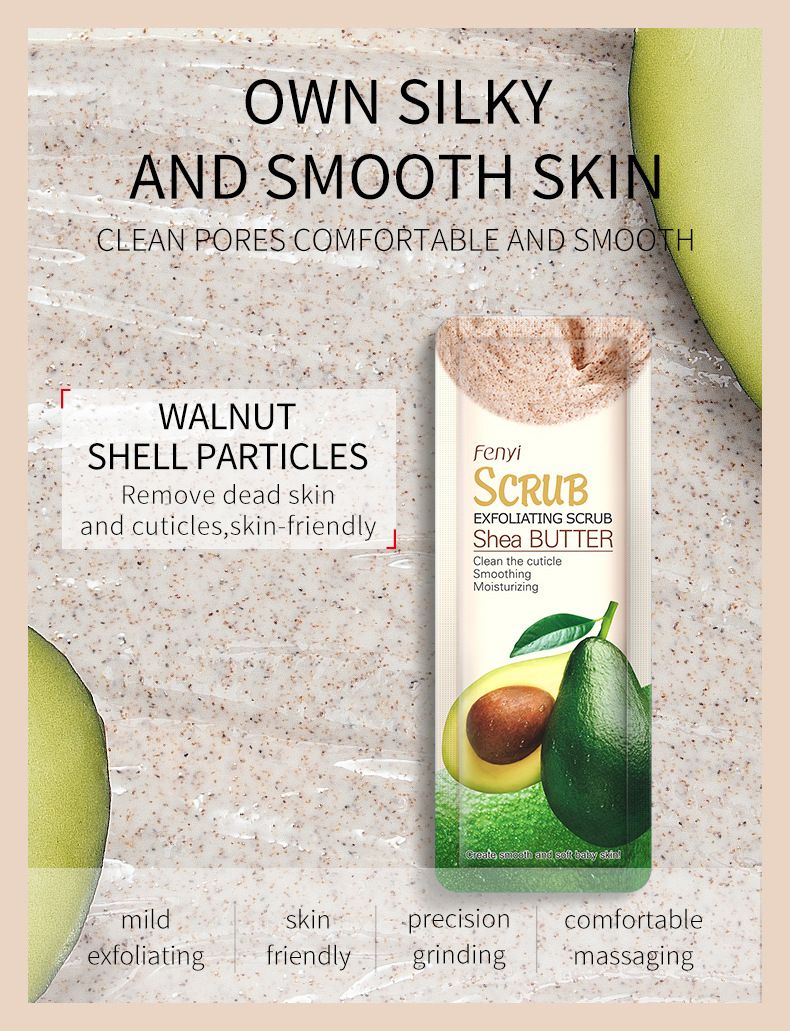 Fenyi Shea Butter Scrub 3g Body Cleansing Pores Rejuvenation Moisturizing Avocado Keratin_voghion.com