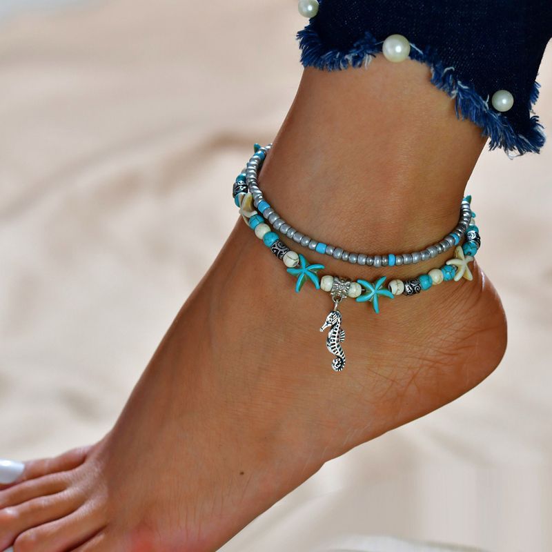 Bohemian Ocean Animal Beaded Turquoise Ethnic Style Anklet For Women_voghion.com