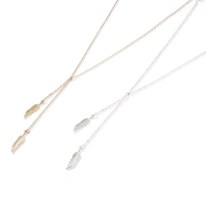 Accessories Forest Style Gold Leaf Simple Short Necklace Collarbone Chain_voghion.com