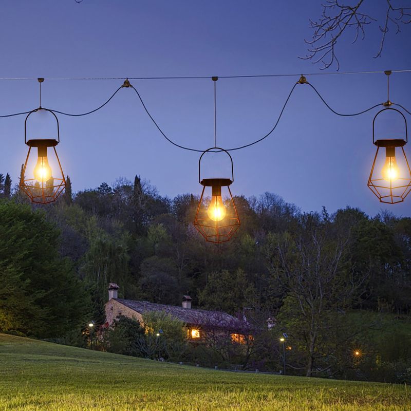 Lanterne solari da giardino - Luci decorative da appendere e da terra per esterni, patio, cortile, vialetto (bianco caldo, struttura in ferro)_voghion.com
