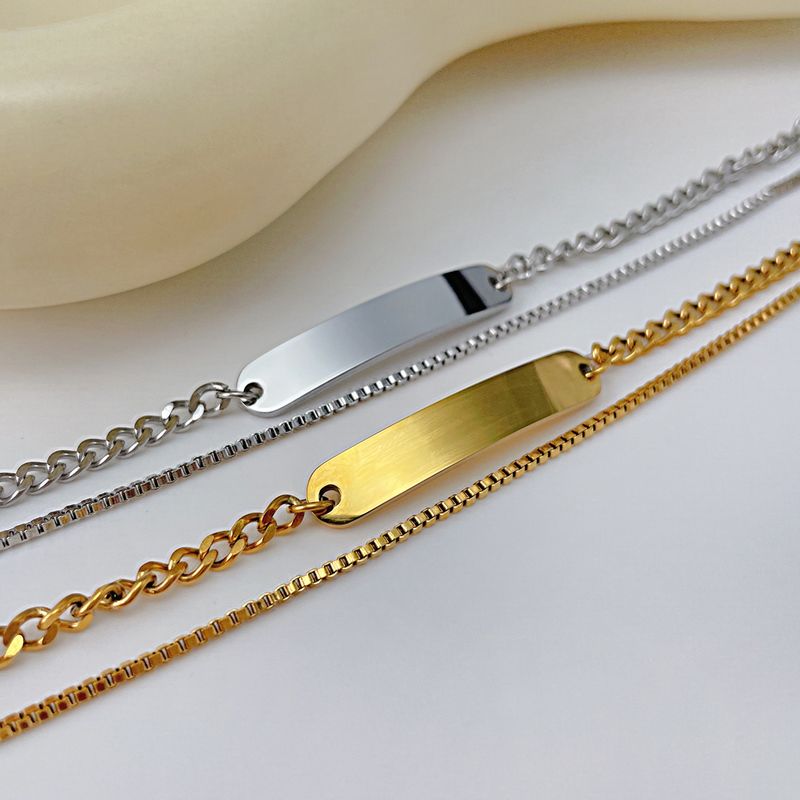 Women's Jewelry Fashion Titanium Steel Double Layer Stacking Summer Commuting All Match Stainless Steel Long Curved Brand Bracelet Female_voghion.com