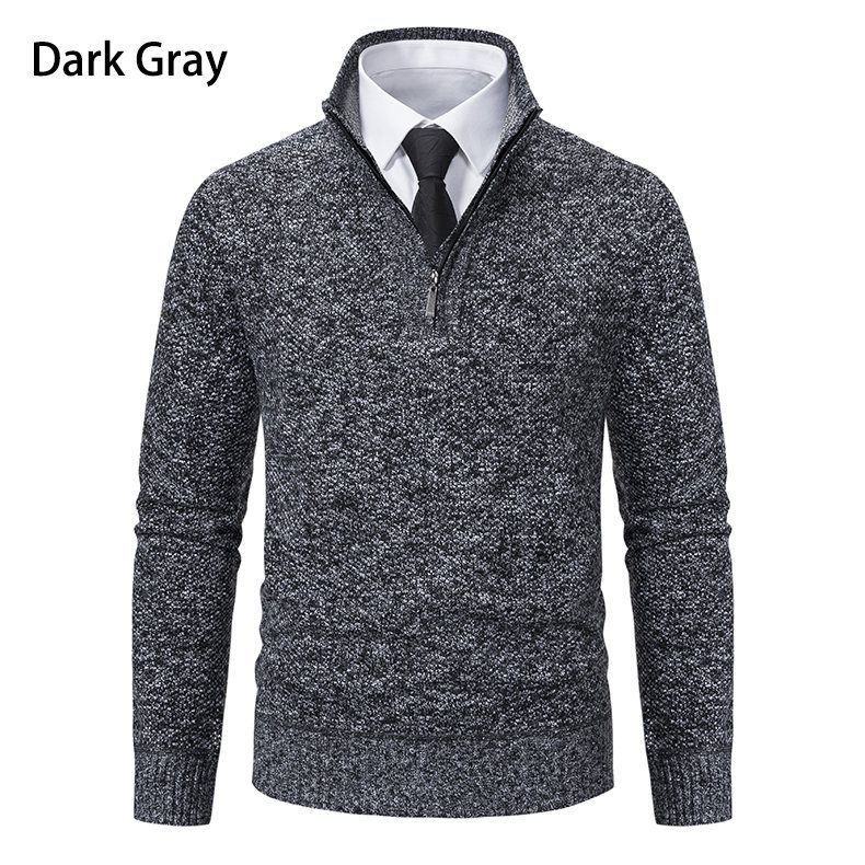 Herren-Strickpullover mit Fleecefutter – Slim-Fit-Pullover mit Stehkragen für Wärme im Winter_voghion.com