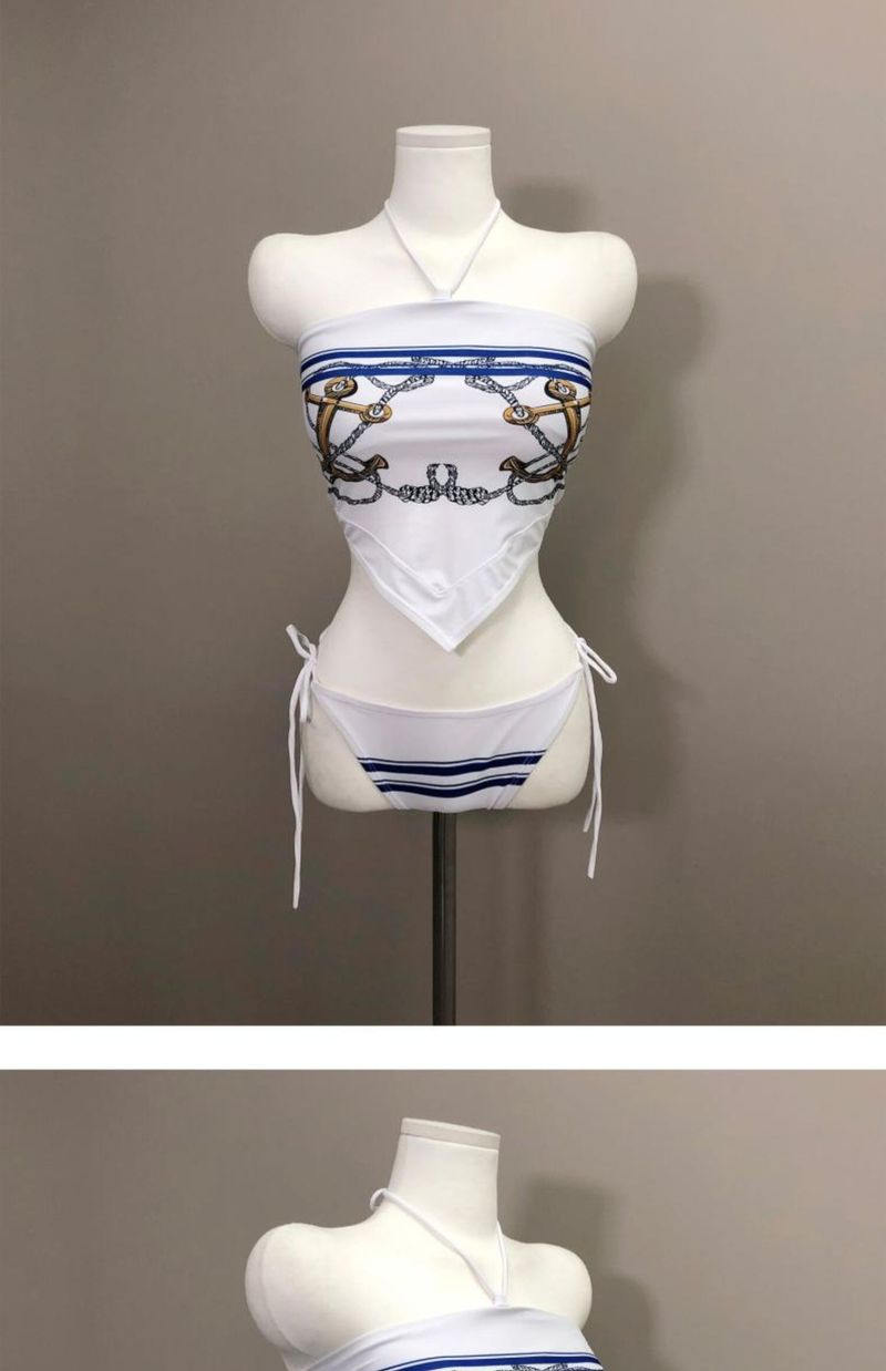 Maillot de bain femme été INS vacances petite poitrine sexy bandeau bikini fendu style marin maillot de bain source chaude_voghion.com
