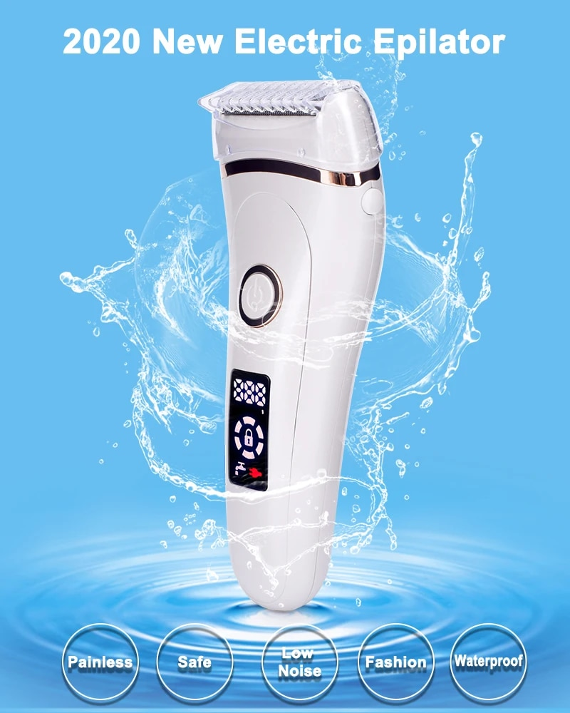 USB wiederaufladbarer schmerzloser elektrischer Epilierer Bartentfernung Frauen Rasiermesser Tragbarer weiblicher Haarschneider Lcd_voghion.com