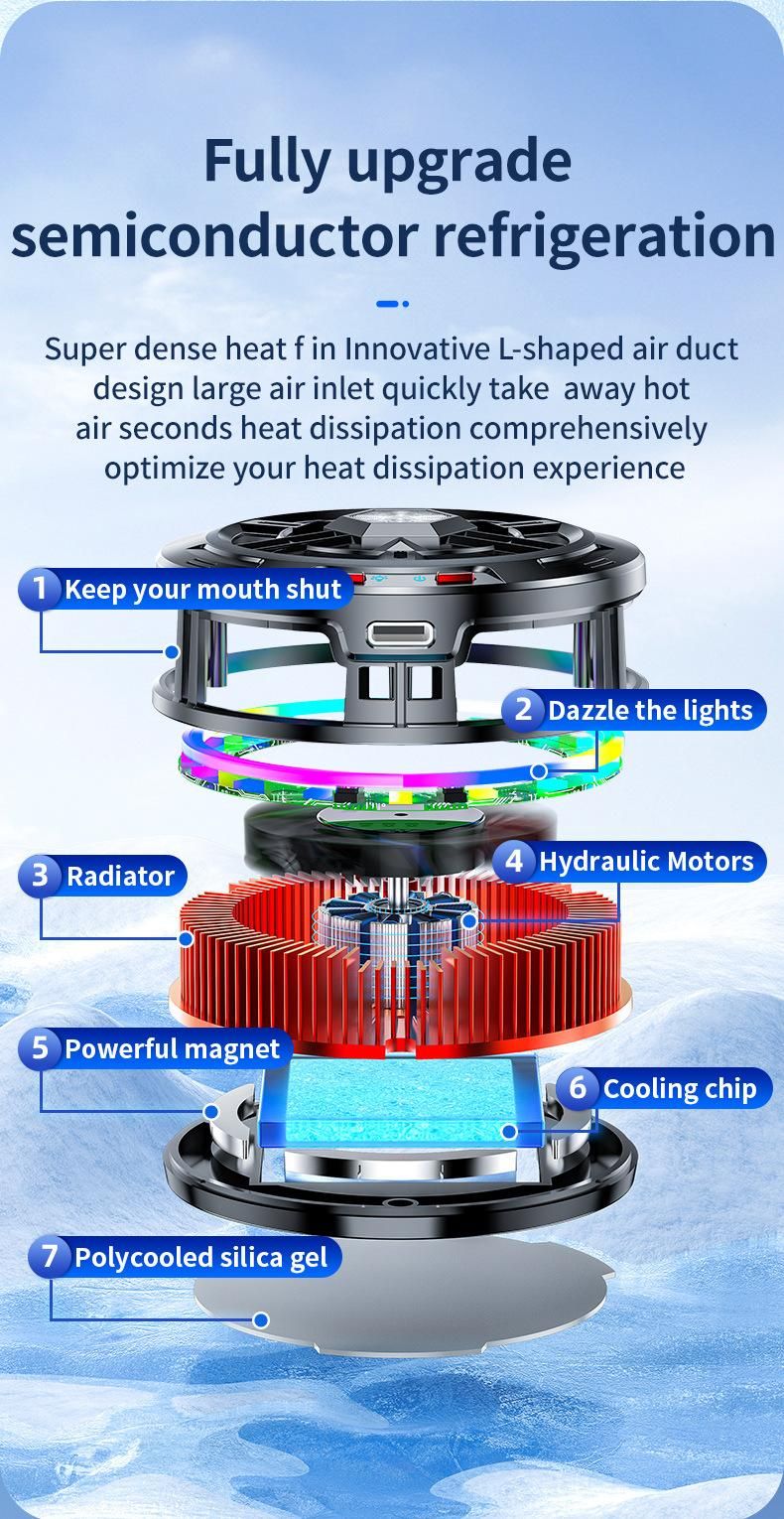 Mobile Phone Heat Sink, Flat Magnetic Suction X100 High-power Three Stage Semiconductor Icing Silent Cooling Device_voghion.com