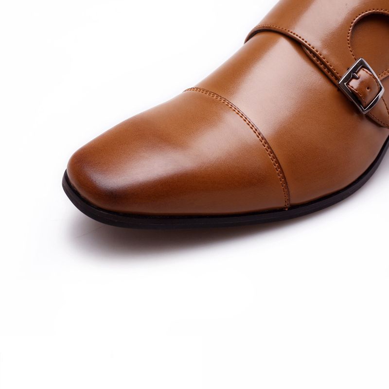 Herenschoenen zakelijke leren schoenen heren vierkante kop formele schoenen casual schoenen drie gewrichten monnik gesp leren schoenen heren_voghion.com