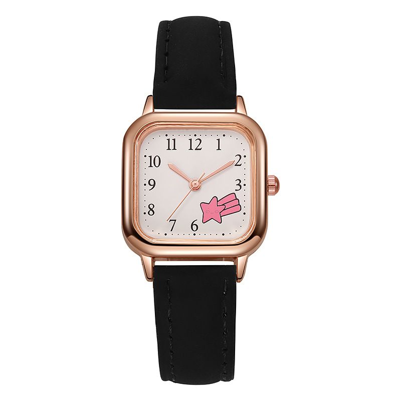 Ladies' Cartoon Casual Simple Digital Square Quartz Belt Exam Small Fresh Watch_voghion.com