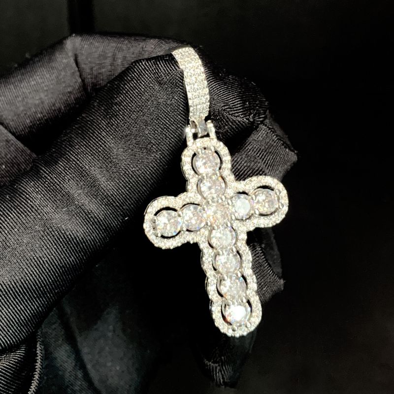 Nuovo ciondolo a croce cava in zircone con personalità hip hop rap collana gioielli_voghion.com