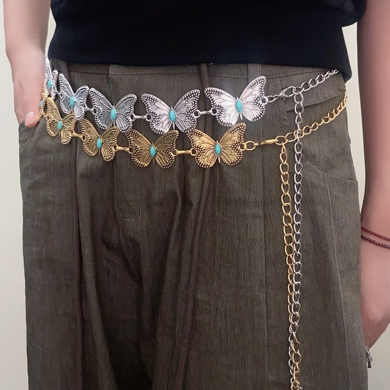 Bohemian Butterfly Waist Chain - Retro Y2K Metal Belt For Women, Ethnic Skirt & Niche Fashion Accessory_voghion.com