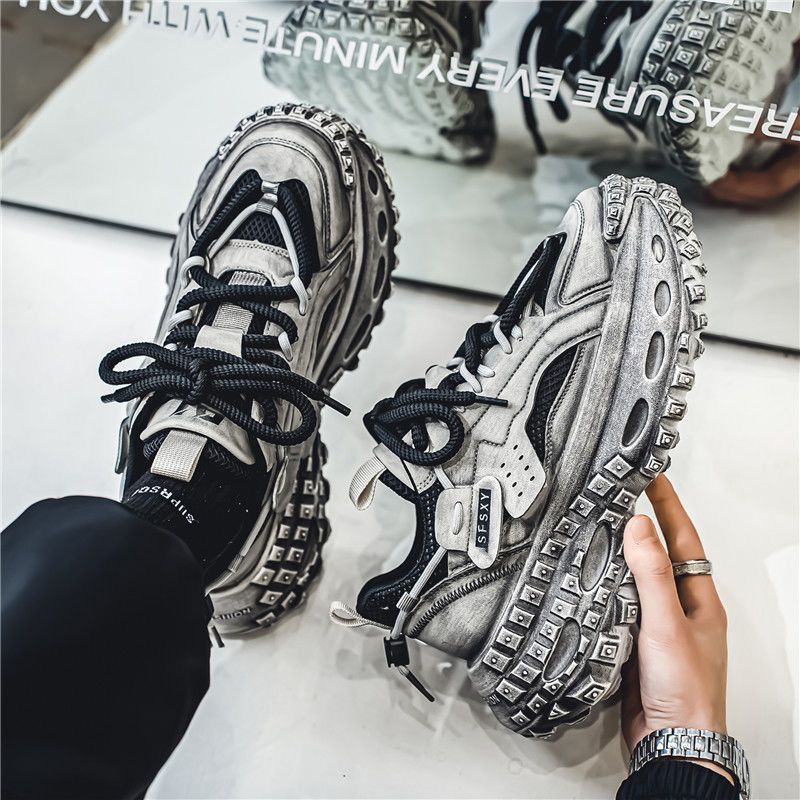 Spring New Breathable Mesh Youth Sports Men's Trendy Versatile Tire Thick Sole Dad Shoes Men_voghion.com