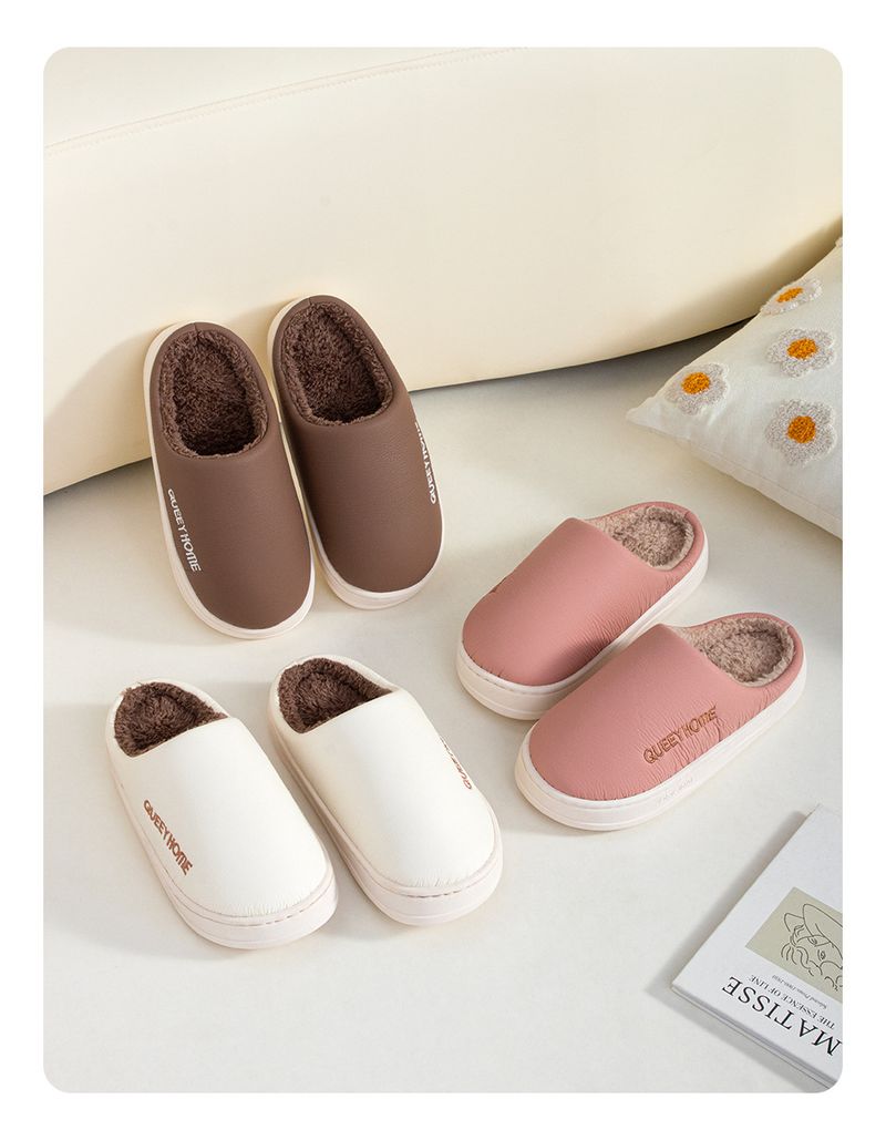 Waterproof Cotton Slippers For Women In Winter 2025, New Indoor Home Design For Autumn And Winter, Anti Slip And Plush Warm Slippers For Men_voghion.com