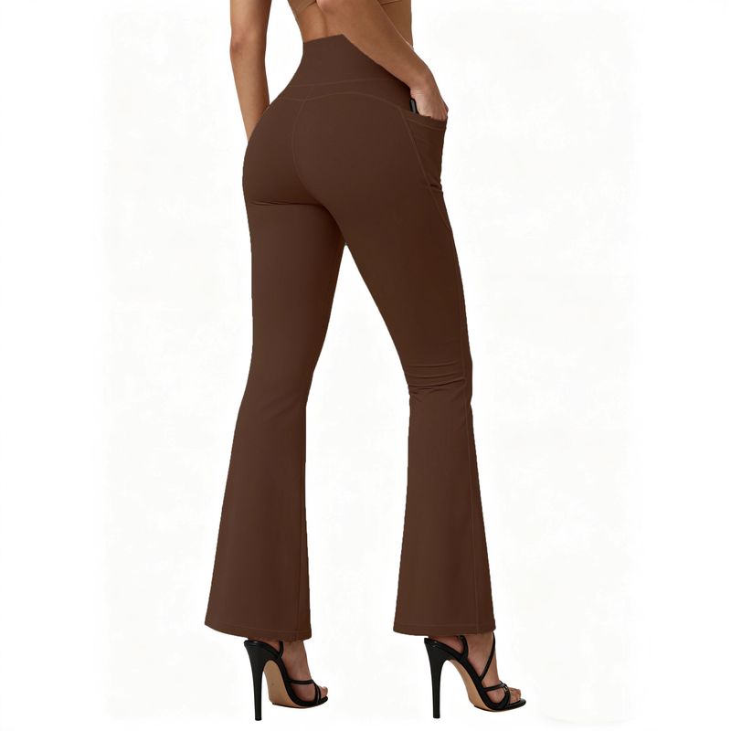 High Waist Yoga Flared With Pockets Running Pants For Women Hip Lift Plus Size_voghion.com