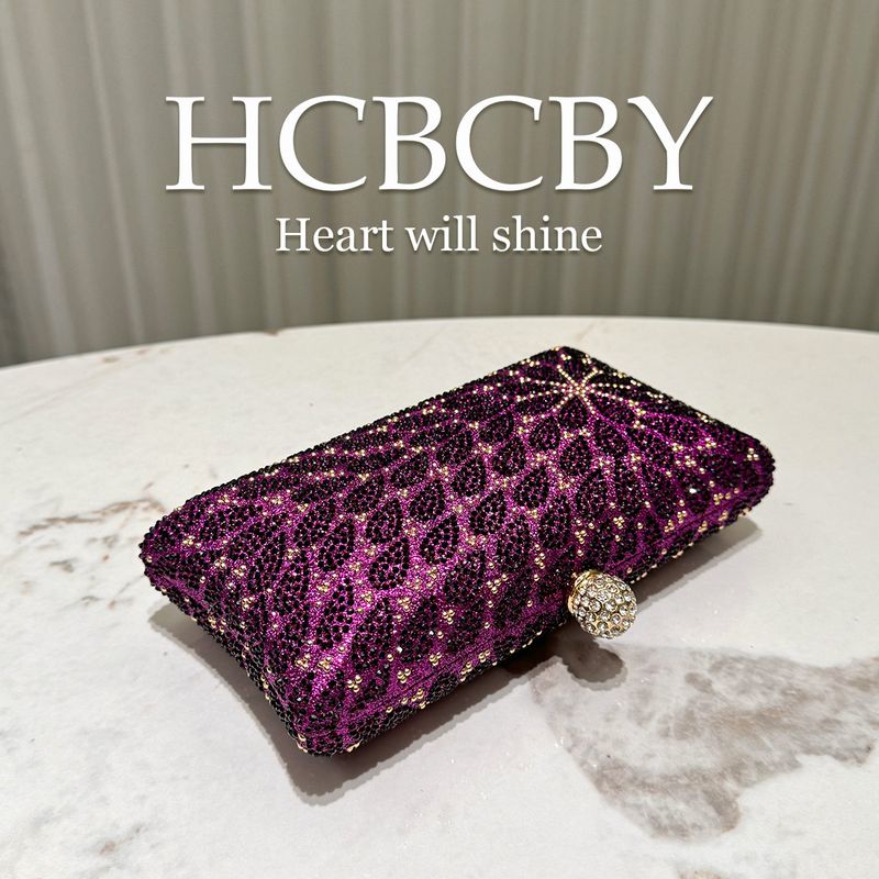 Borsa da sera di lusso con strass viola scintillanti - Elegante pochette per donna_voghion.com