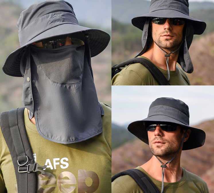 Fischerhut für Herren und Damen, schnelltrocknend, für den Sommer, zum Angeln, atmungsaktiv, Sonnenschutz, Gesichtsschutz_voghion.com