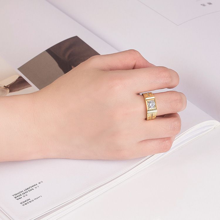 Luxury Set With Diamonds, New Handmade Ring, Gold-plated Zircon Men's Ring_voghion.com