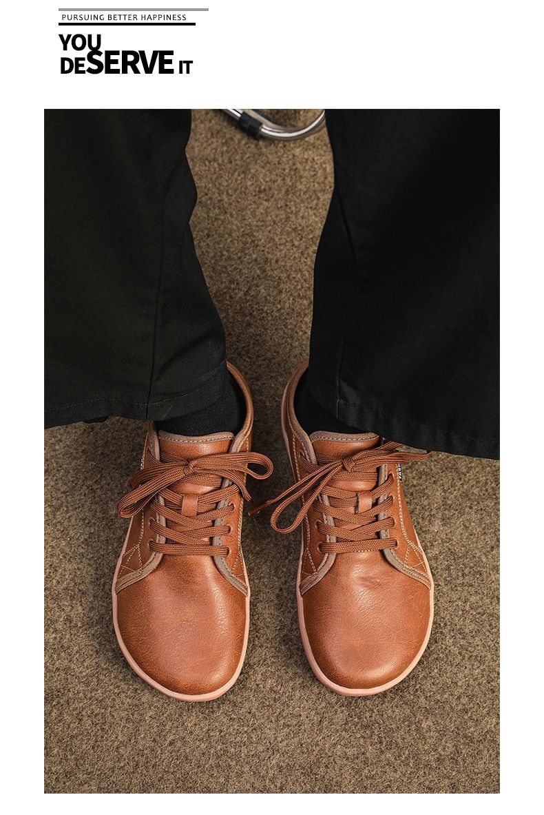 Scarpe casual da uomo nuove, larghe, a piedi nudi, leggere, con suola morbida, sportive all'aperto, basse, allacciate in pelle_voghion.com