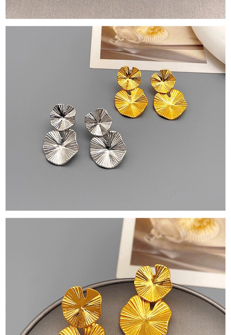 Qingdao AB asymmetrische lotus blatt design gefühl temperament einfache und vielseitige persönlichkeit ohrringe zubehör_voghion.com