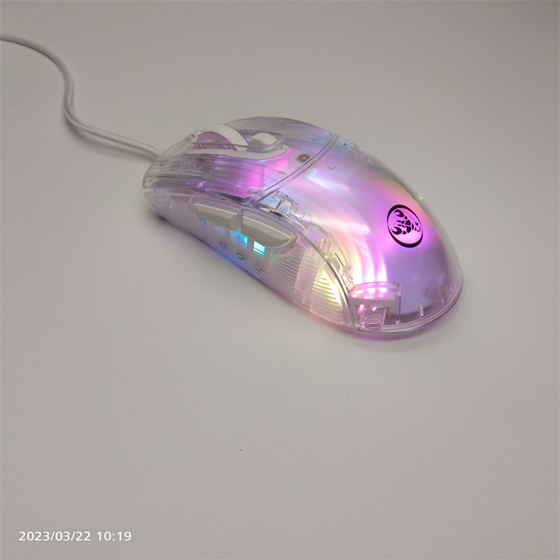 X New Arrival Wired Transparent Game Mou RGB-ljuseffekt USB-gränssnittshastighet DPI-nyckel Custom ro Pro P_voghion.com