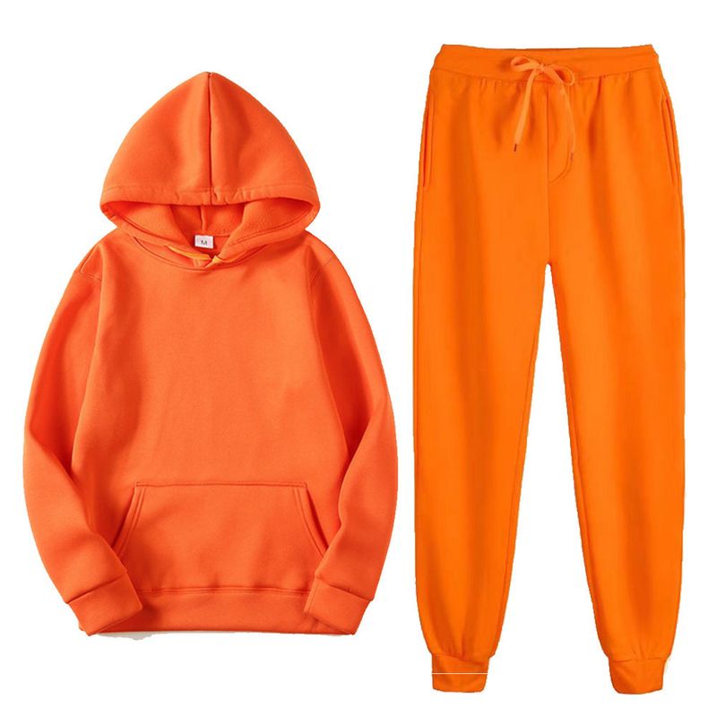 Traje deportivo informal de terciopelo cálido con capucha y pantalones para hombre, de invierno, a la moda, a juego con el color_voghion.com