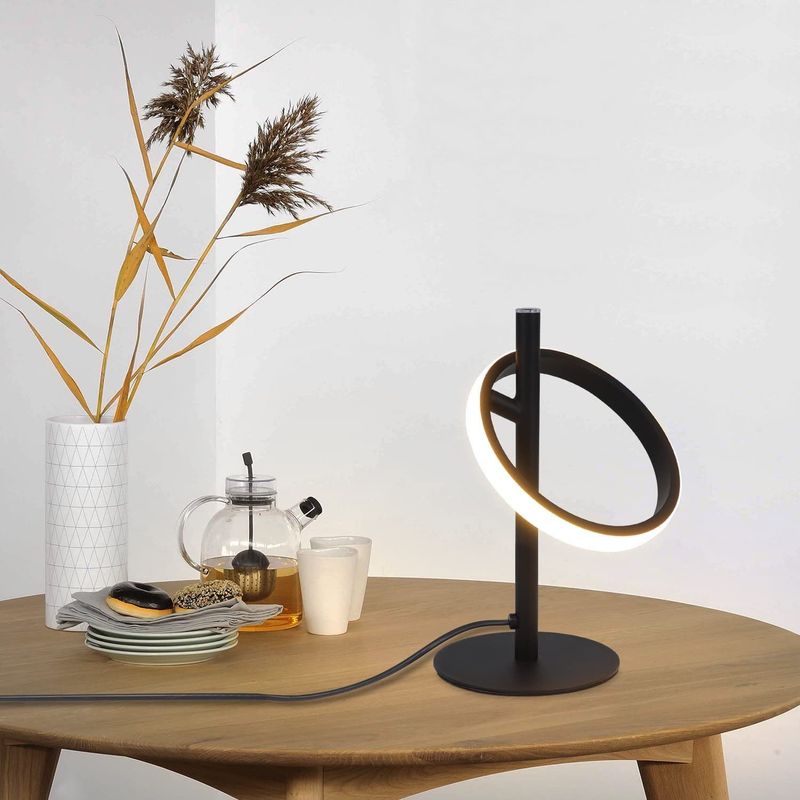 Glitzerlife Tischlampe Moderne LED Tischleuchte - Weiß Ringform Nachttischlampe Drehbaren Abnehmbar Ringen 13W 3000K Warmweiß Für Schlafzimmer Wohnzimmer Büro_voghion.com