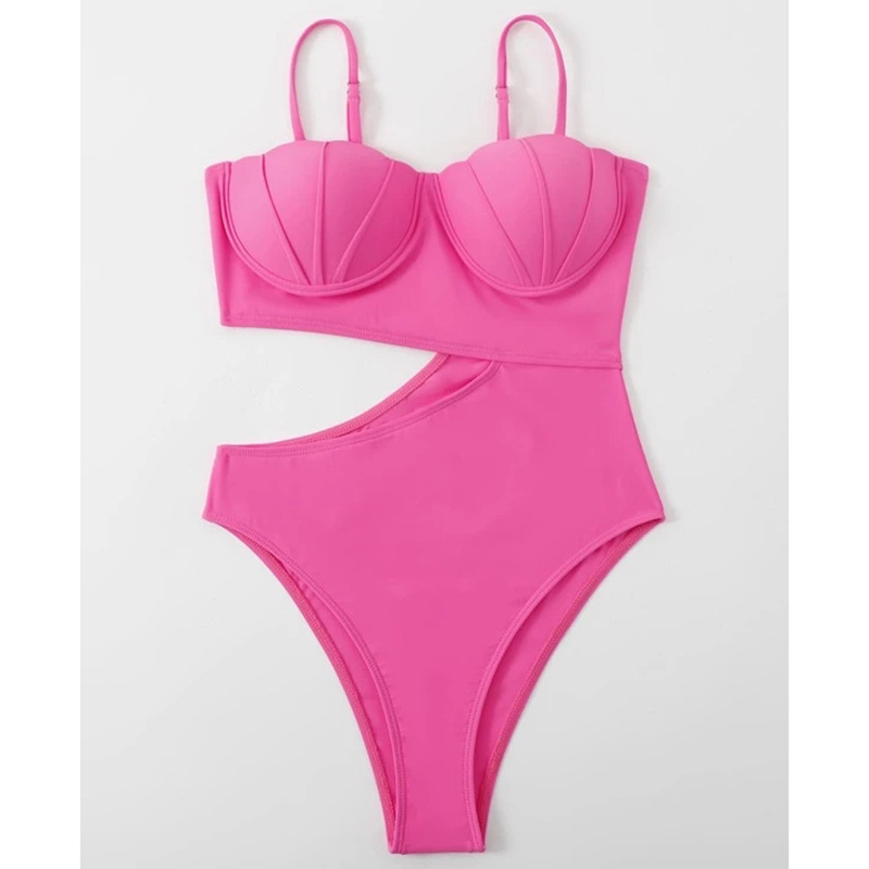 Traje de baño de una pieza de color sólido para mujer, sexy, moldeador, adelgazante._voghion.com