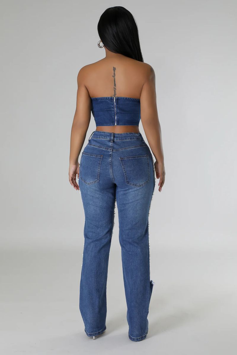 Women's Clothing Hot Girl Summer Pants Holes Heavy Beaded Beaded Stretch Jeans Trousers Women Jeans_voghion.com