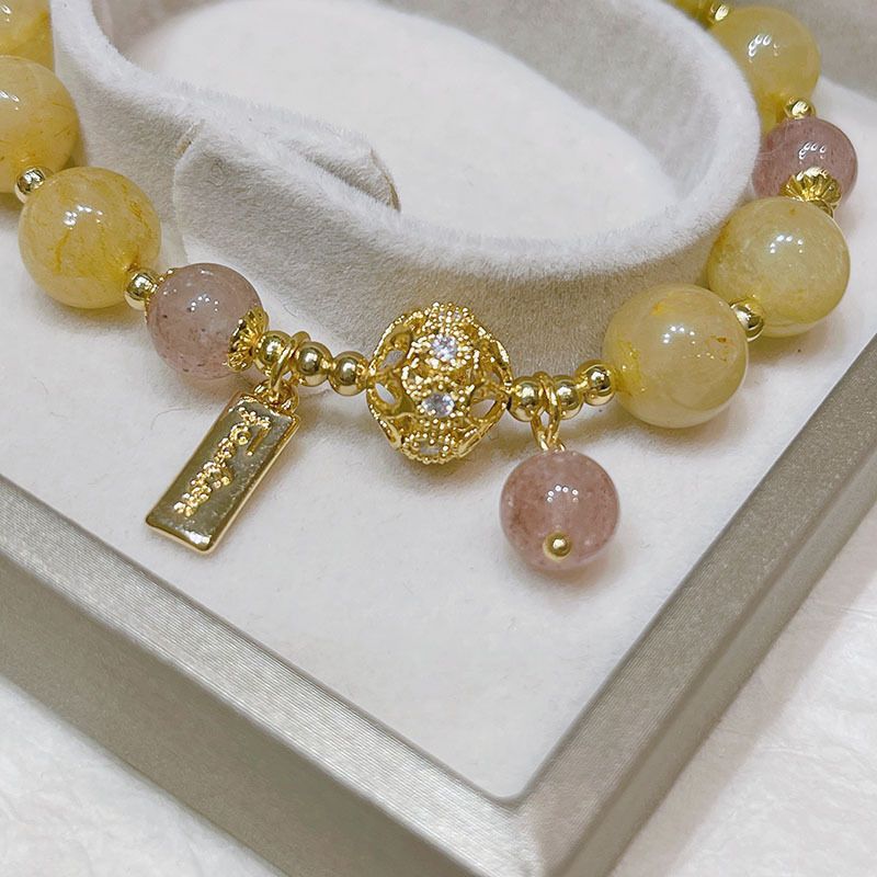 Lucky Little Overlord~Semplice per donne 8mm fragola cristallo perline e braccialetto migliore amico_voghion.com