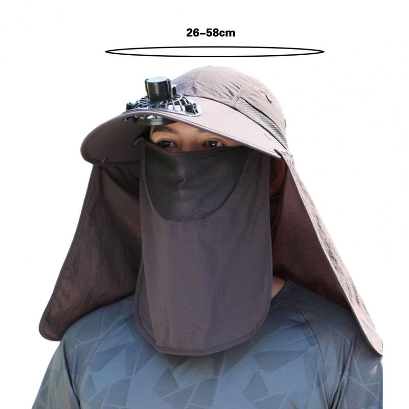 Cappello da pescatore alla moda da uomo, con cappuccio e ventola di raffreddamento, protezione completa, parasole, campeggio, anti-UV, traspirante, a tesa larga, per esterni_voghion.com