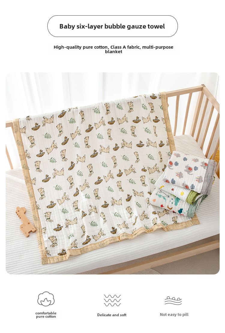 Baby Quilt Cotton Six-Layer Gauze Bath Towel Newborn Aa Class Single Bag Towel Blanket for Newborn Baby_voghion.com