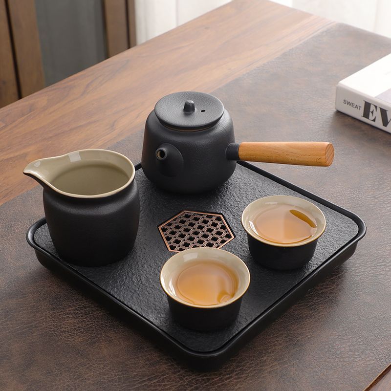Hotel Kung Fu Tea One Pot Four Cups Simple Small Set Dormitory Personal Use Japanese Style Side Handle Single Teapot_voghion.com