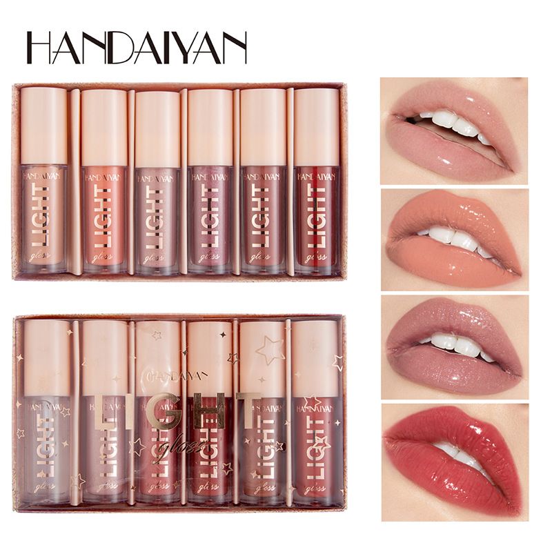 Explosive HANDAIYAN Mirror Water Gloss Liquid Lacquered Glass 6 Pack Lipstick Set Gift Box_voghion.com