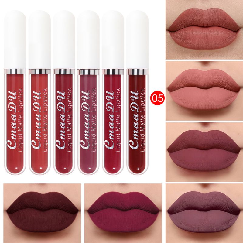 Lápiz labial líquido mate antiadherente, resistente al agua, brillo labial de larga duración, brillo labial aterciopelado de alta pigmentación, cosméticos de belleza, regalo de maquillaje para niñas_voghion.com