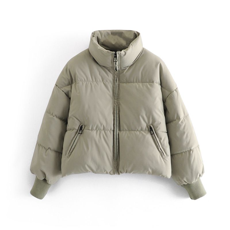 Damen-Pufferjacke für Herbst & Winter – gemütlicher, übergroßer Steppmantel mit Stehkragen, leichte, warme Oberbekleidung (Khaki, Schwarz, Beige, Camel)_voghion.com
