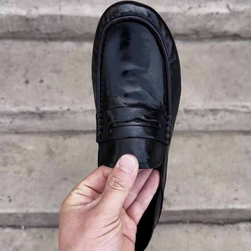Mocassini casual traspiranti in vera pelle stile coreano, adatti a tutte le stagioni, primavera 2025, slip-on, versatili, bassi, da uomo._voghion.com
