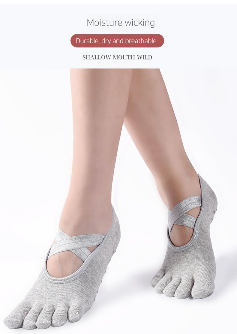 Pilates Five Finger Professional Non Slip Summer Yoga Socks_voghion.com