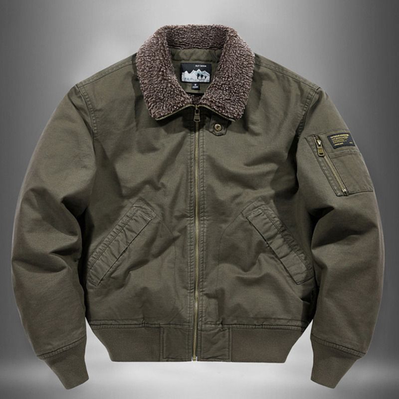 Cappotto invernale in lana d'agnello da uomo, vestibilità ampia, con collo alto, fodera in pile, caldo cotone 6181_voghion.com