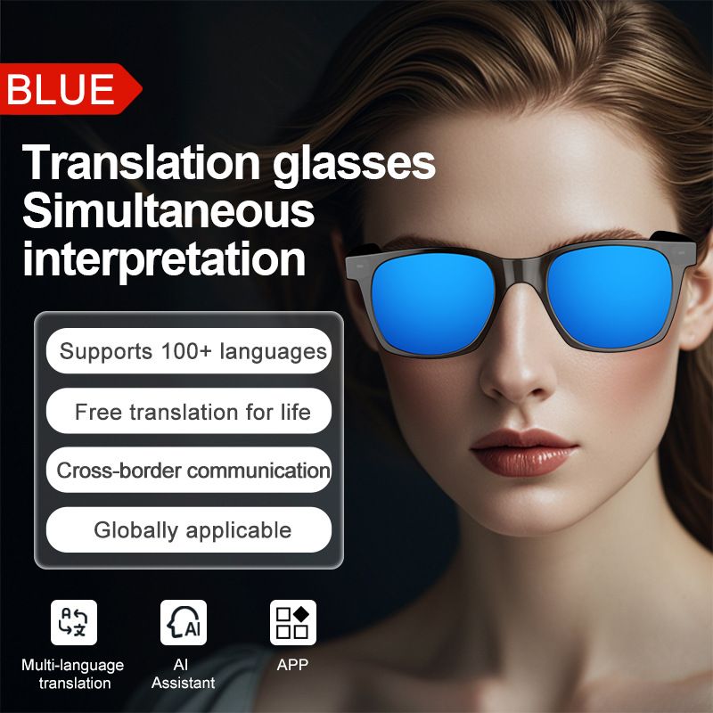 Smart Wireless Bluetooth Translation Glasses Listening To Calling Non-Bone Conduction Black Technology Sunglasses Music_voghion.com