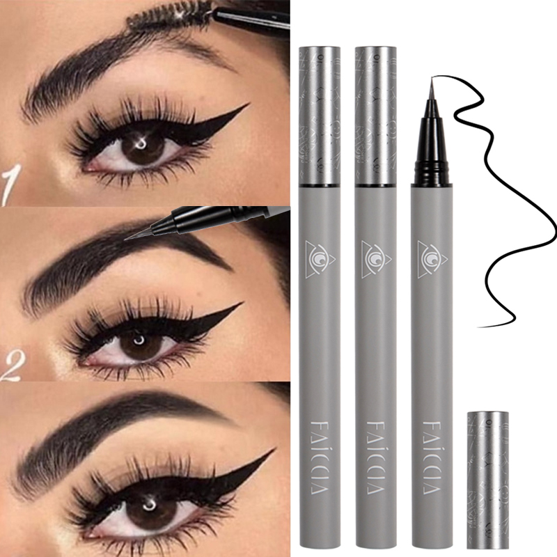 Matita per sopracciglia ultra liquida sottile 1PC penna per sopracciglia con sbavature impermeabili tatuaggio cosmetico marrone scuro colore grigio s_voghion.com