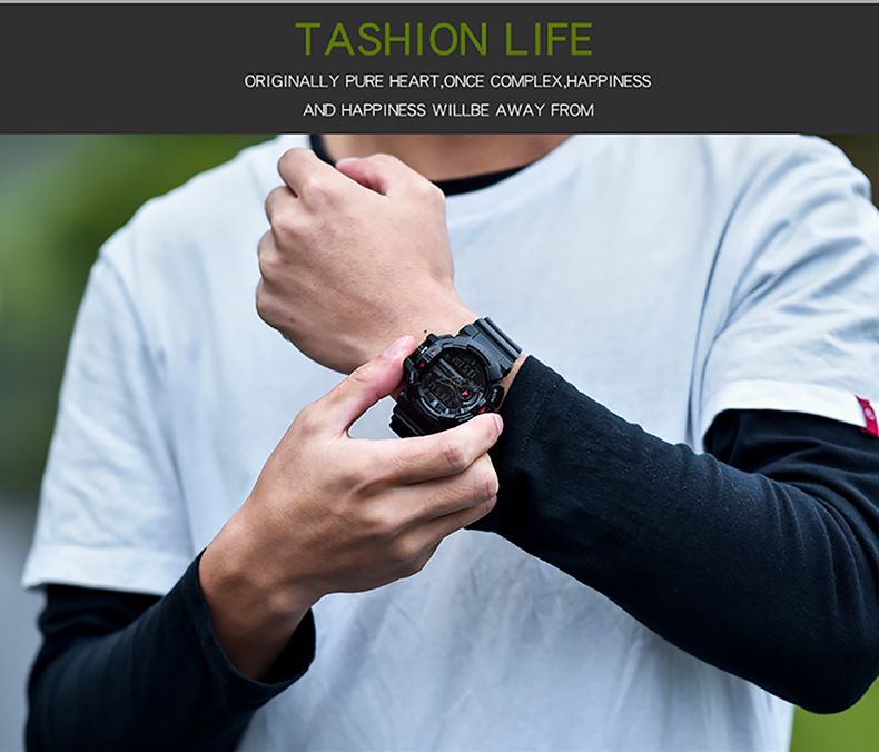 Digital Sports Watch With LED Backlight, Alarm, Stopwatch, Dual Time, Waterproof For Men & Teens Multifunctional Electronic Watch Men's Watch_voghion.com